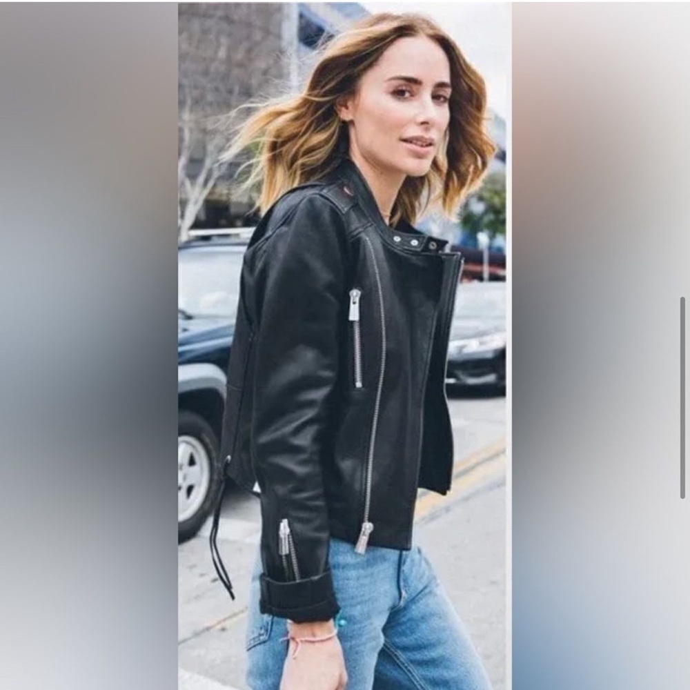 Anine Bing Bowie Leather Biker Jacket in Black - Picture 3 of 16